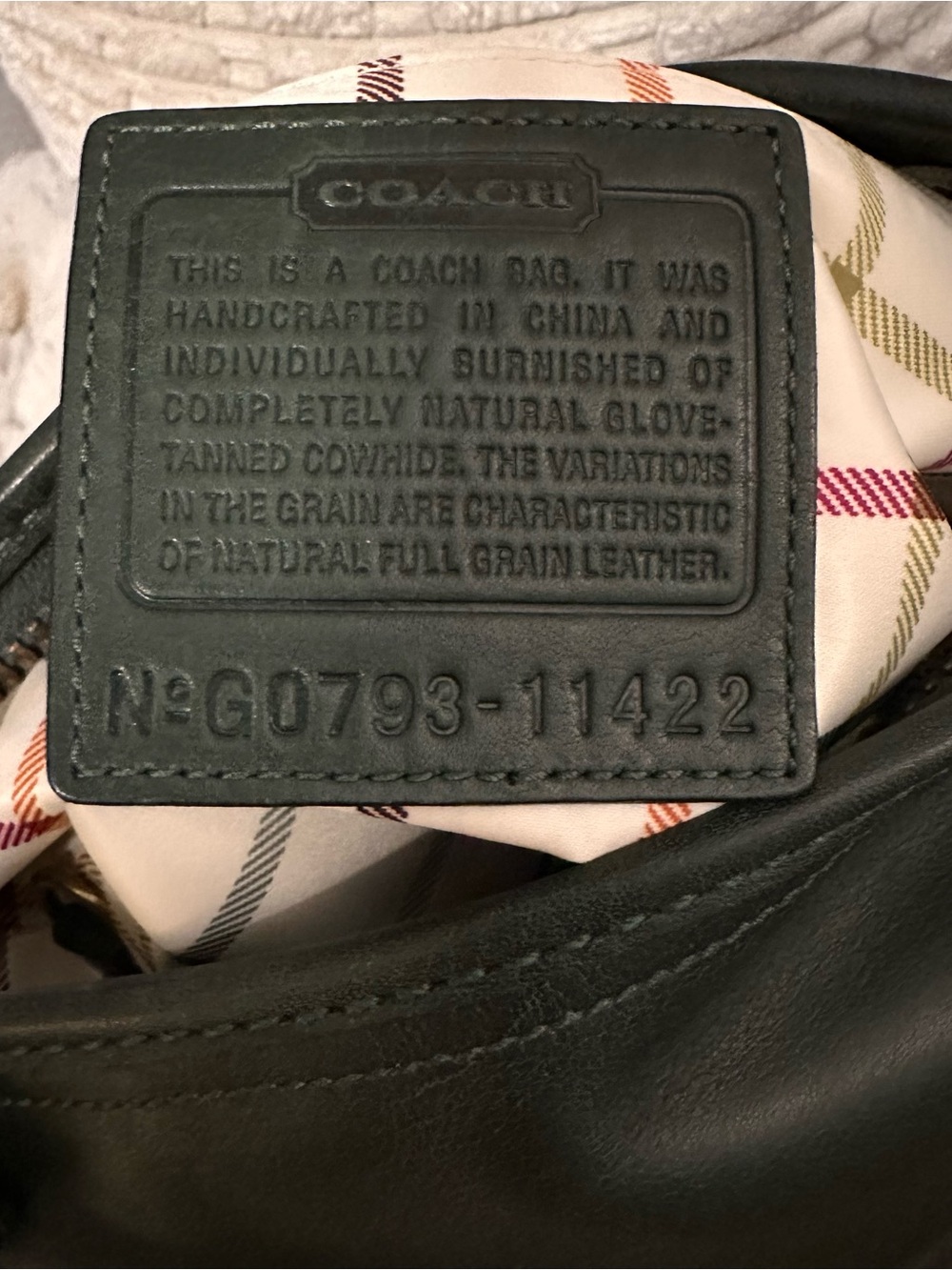 Vintage 2007 Coach Bleecker Tattersall Duffle Bucket Bag | Bottle Green - Picture 15 of 16